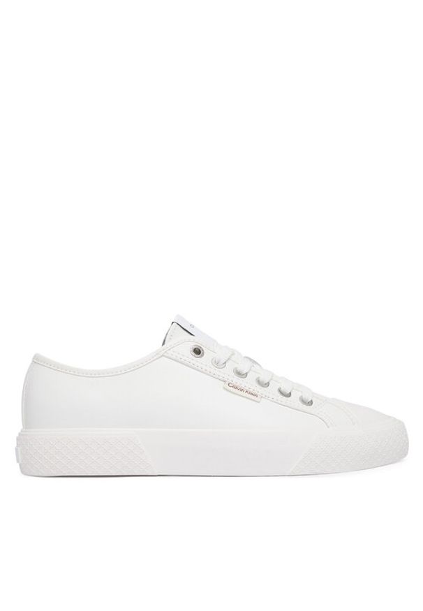 Calvin Klein Trampki Vulc Lace Up Low Lth HW0HW03077 Biały. Kolor: biały. Materiał: skóra