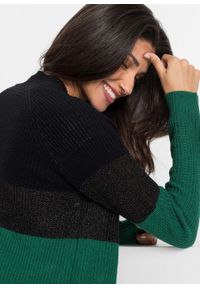 Długi sweter bez zapięcia bonprix zielono-czarny. Kolor: zielony. Długość: długie #5
