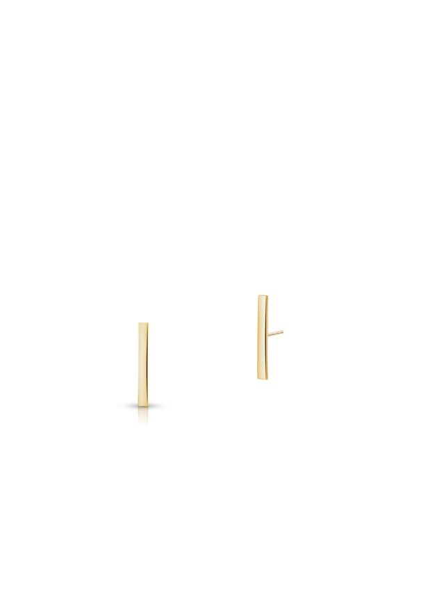 W.KRUK - Kolczyki złote minimalistyczne. Materiał: złote. Kolor: złoty. Wzór: aplikacja, geometria