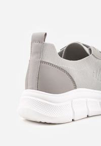 Born2be - Szare Dzianinowe Sneakersy na Grubej Podeszwie ze Żłobieniami Enolora. Okazja: na co dzień, na spacer. Kolor: szary. Materiał: dzianina. Szerokość cholewki: normalna. Sport: turystyka piesza, fitness #5
