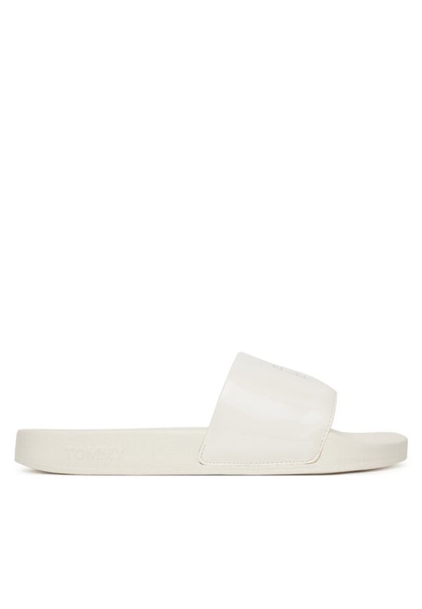 Tommy Jeans Klapki Flag Pool Slide Patent EN0EN02901 Biały. Kolor: biały. Materiał: skóra