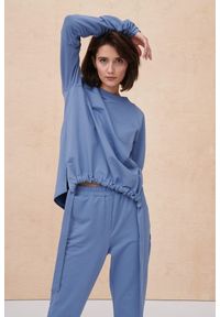 blue shadow - Bluza Damska Greta BS Jeans. Materiał: jeans. Długość: długie. Wzór: geometria. Styl: młodzieżowy, elegancki