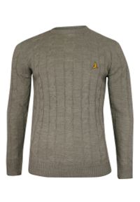 Sweter Szary, Okrągły Dekolt, Lekki Splot, Dziergany, Męski, Żółty Ptak -Brave Soul. Okazja: na spotkanie biznesowe, do pracy. Kolor: szary, żółty, wielokolorowy. Materiał: ze splotem, akryl, dziergany. Wzór: ze splotem. Styl: biznesowy #1