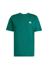 Adidas - Koszulka z grafiką Mini Pizza. Kolor: zielony. Materiał: bawełna