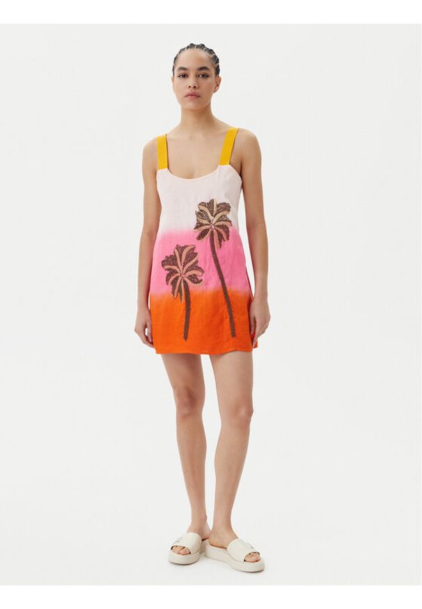 Maaji Sukienka letnia Eulalia PT2550CSD001 Kolorowy Regular Fit. Materiał: len. Wzór: kolorowy. Sezon: lato