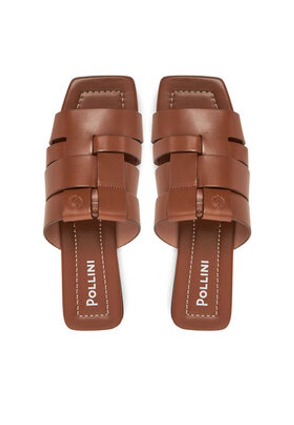Pollini Klapki SA28051C0MTC0230 Brązowy. Kolor: brązowy. Materiał: skóra