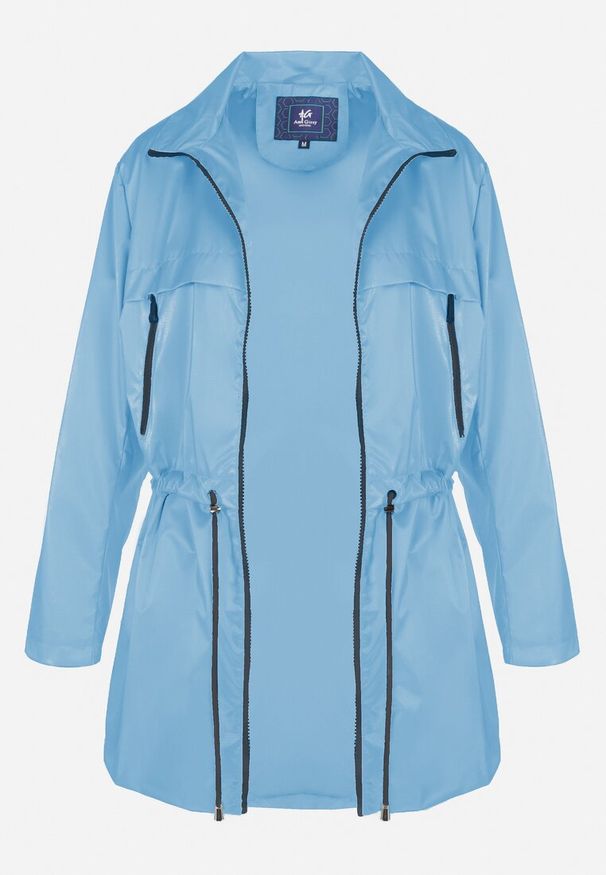 Born2be - Niebieska Kurtka Layna. Typ kołnierza: kołnierzyk stójkowy. Kolor: niebieski. Materiał: materiał. Długość rękawa: długi rękaw. Długość: długie