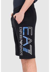 EA7 Emporio Armani - EA7 Czarne męskie szorty dresowe, Rozmiar L. Kolor: czarny. Materiał: bawełna, dresówka. Długość: krótkie #4