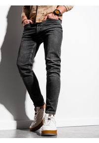 Ombre Clothing - Spodnie męskie jeansowe SKINNY FIT P1007 - szare - XXL. Kolor: szary. Materiał: jeans. Styl: klasyczny #4