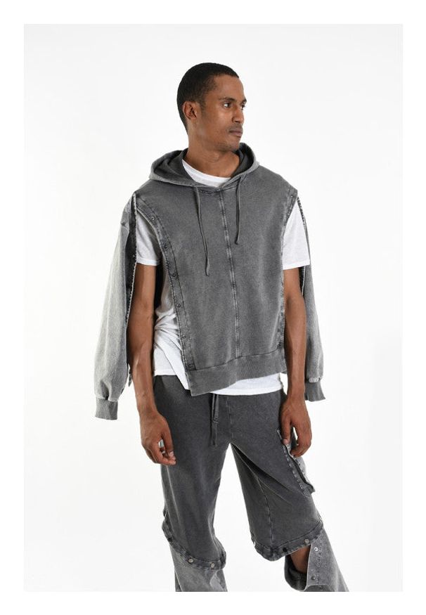 La Haine Inside Us Bluza Unisex | P25083BM1045 | Mężczyzna | Szary. Okazja: na spacer. Typ kołnierza: kaptur. Kolor: szary. Materiał: bawełna, elastan. Długość: długie