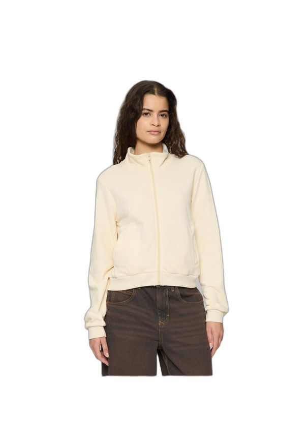 Kurtka dresowa z zamkiem dla kobiet Urban Classics Light Terry. Kolor: biały. Materiał: dresówka