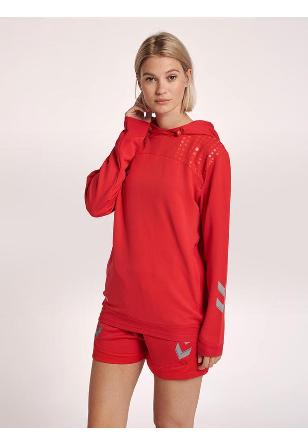 Damska bluza z kapturem Hummel hmlLEAD poly. Typ kołnierza: kaptur. Kolor: czerwony, wielokolorowy, różowy. Materiał: materiał. Sport: fitness