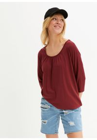 bonprix - Bluzka oversize z mieszanki wiskozy. Kolor: czerwony. Materiał: wiskoza