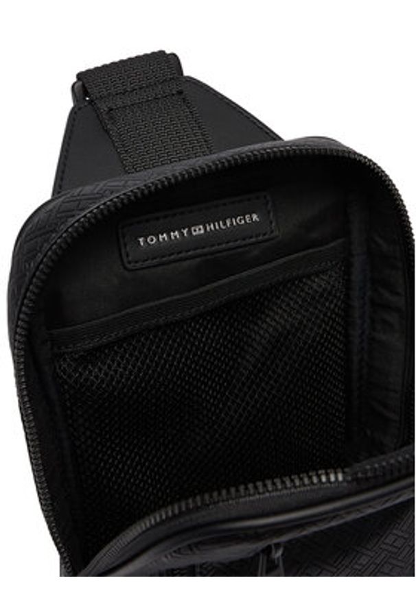 TOMMY HILFIGER - Tommy Hilfiger Saszetka Embossed Flag Sling Bag AM0AM14191 Czarny. Kolor: czarny. Materiał: skóra