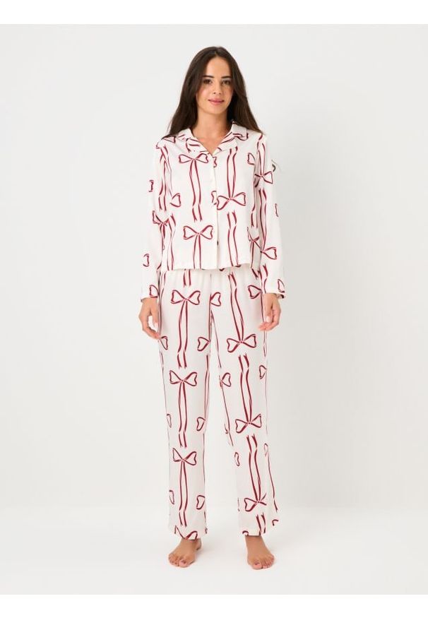 Sinsay - Piżama dwuczęściowa z motywem świątecznym - kremowy. Kolor: kremowy