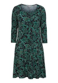 Cellbes Wzorzysta dżersejowa sukienka z bocznymi kieszeniami Czarny zielony wzór paisley female czarny/zielony 42/44. Kolor: czarny, wielokolorowy, zielony. Materiał: jersey. Wzór: paisley. Styl: elegancki #1