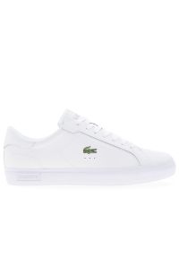 Buty Lacoste Powercourt 125 2 SMA 749SMA0081-21G - białe. Okazja: na co dzień. Zapięcie: sznurówki. Kolor: biały. Materiał: skóra, guma. Wzór: gładki, aplikacja
