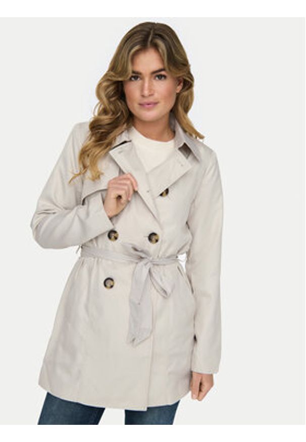 only - ONLY Trencz Valerie 15191821 Beżowy Regular Fit. Kolor: beżowy. Materiał: syntetyk