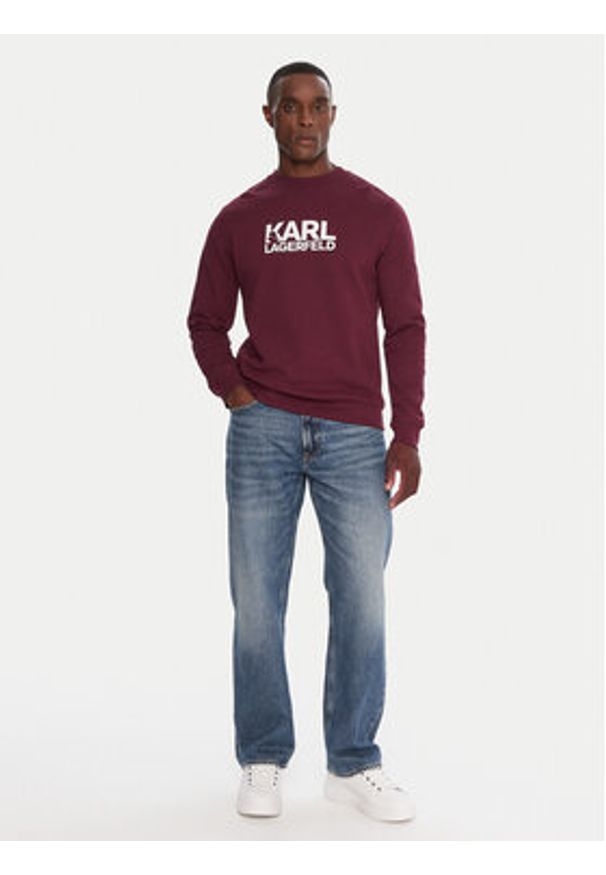 Karl Lagerfeld - KARL LAGERFELD Bluza 705091 554917 Bordowy Regular Fit. Typ kołnierza: dekolt w karo. Kolor: czerwony. Materiał: bawełna