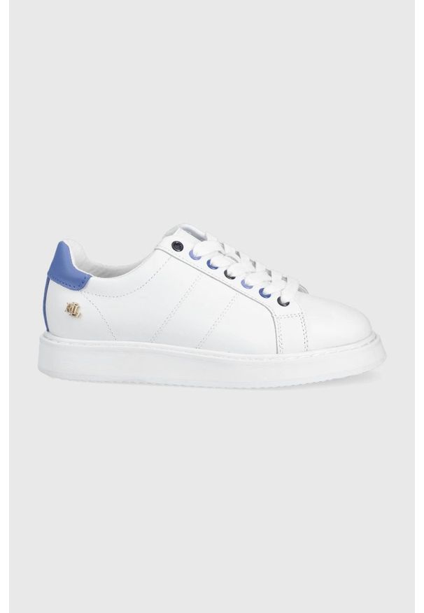 Lauren Ralph Lauren buty skórzane ANGELINE II kolor biały. Nosek buta: okrągły. Zapięcie: sznurówki. Kolor: biały. Materiał: skóra