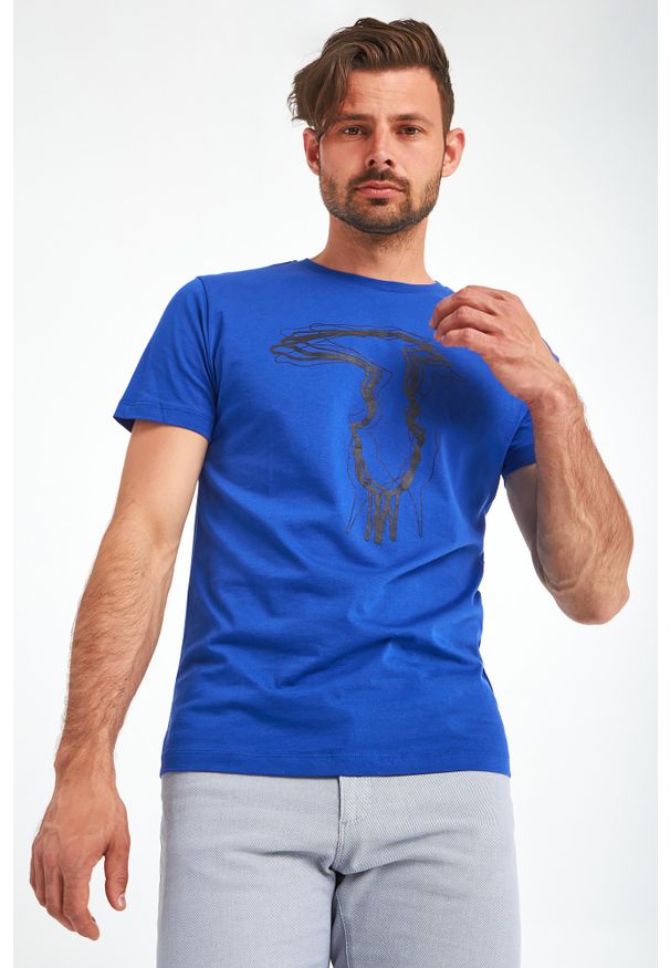Trussardi Jeans - T-SHIRT TRUSSARDI. Okazja: na co dzień. Materiał: bawełna. Wzór: nadruk. Styl: casual