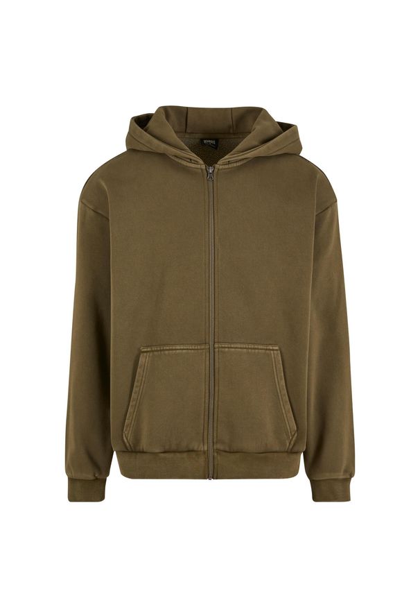Bluza z kapturem i zamkiem błyskawicznym Urban Classics Vintage. Typ kołnierza: kaptur. Kolor: zielony