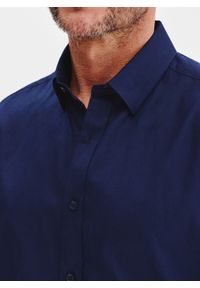 Pako Lorente - PAKO LORENTE - Granatowa koszula męska z lnem. Kolor: niebieski, biały. Materiał: len. Długość rękawa: długi rękaw. Długość: długie. Sezon: wiosna #3