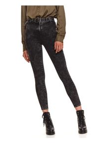 TOP SECRET - Jeansowe spodnie z paskiem. Okazja: na co dzień. Stan: podwyższony. Kolor: szary. Materiał: jeans. Sezon: zima. Styl: casual #1