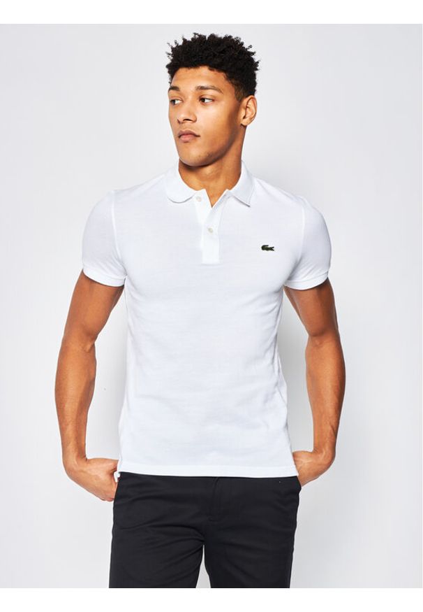 Lacoste Polo PH4012 Biały Slim Fit. Typ kołnierza: polo. Kolor: biały. Materiał: bawełna