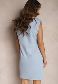 Renee - Niebieska Pudełkowa Sukienka Bez Rękawów z Usztywnionymi Ramionami Orchissa. Kolor: niebieski. Materiał: bawełna. Długość rękawa: bez rękawów #4