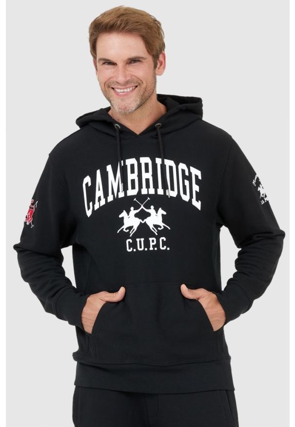 La Martina - LA MARTINA Czarna bluza męska z kapturem, Rozmiar L. Typ kołnierza: kaptur. Kolor: czarny