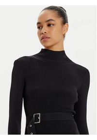 Karl Lagerfeld - KARL LAGERFELD Sukienka dzianinowa 246W1321 Czarny Slim Fit. Typ kołnierza: dekolt w karo. Kolor: czarny. Materiał: syntetyk, wiskoza