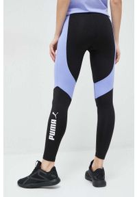 Puma legginsy treningowe Favorite Logo kolor czarny z nadrukiem. Kolor: czarny. Materiał: skóra, materiał. Wzór: nadruk #2