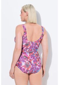 ULLA POPKEN - Damski Strój kąpielowy błyszczące kwiaty miękkie miseczki z recyklingu. Kolekcja: plus size. Kolor: różowy. Wzór: kwiaty