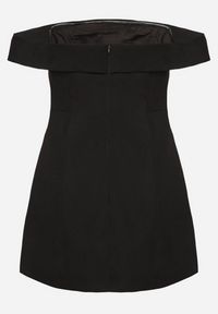 Born2be - Czarna Taliowana Sukienka z Dekoltem Bandeau z Zakładką Zelzemis. Kolor: czarny. Styl: elegancki, klasyczny #7