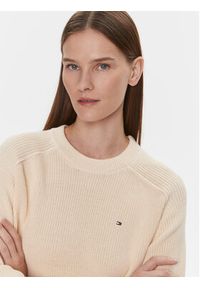 TOMMY HILFIGER - Tommy Hilfiger Sweter WW0WW40751 Beżowy Regular Fit. Kolor: beżowy. Materiał: bawełna #4