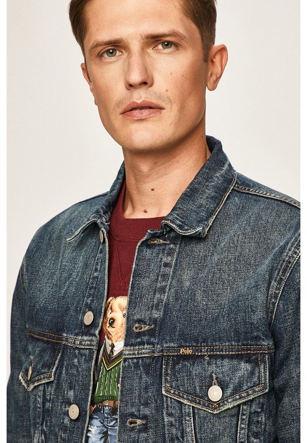 Polo Ralph Lauren - Kurtka jeansowa. Okazja: na co dzień. Typ kołnierza: polo. Kolor: niebieski. Materiał: jeans. Styl: casual