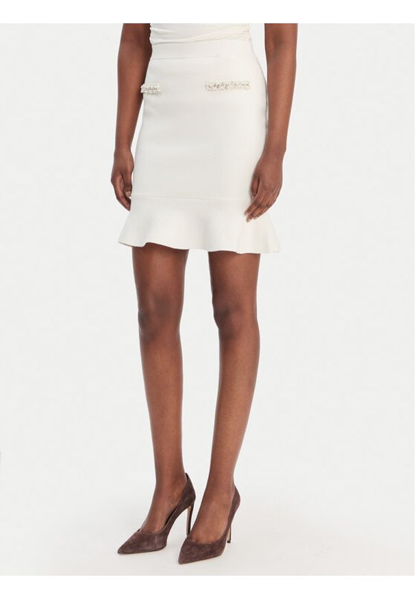 Guess Spódnica mini W6RD75 Z4422 Écru Regular Fit. Materiał: wiskoza