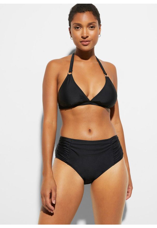 bonprix - Figi bikini shape, lekki stopień modelowania sylwetki. Kolor: czarny. Materiał: materiał