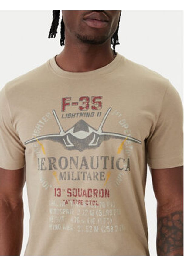 Aeronautica Militare T-Shirt 261TS2536UJ00641 Beżowy Regular Fit. Kolor: beżowy. Materiał: bawełna