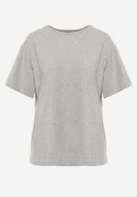 Born2be - Szary T-shirt z Bawełny Typu Oversize Nedika. Okazja: na co dzień. Kolor: szary. Materiał: bawełna. Styl: casual, klasyczny #5
