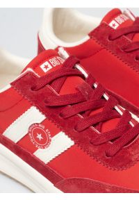 Big-Star - Sneakersy damskie ze skórzanymi wstawkami czerwone TT274158 603. Nosek buta: okrągły. Zapięcie: sznurówki. Kolor: czerwony. Materiał: skóra. Wzór: aplikacja #5