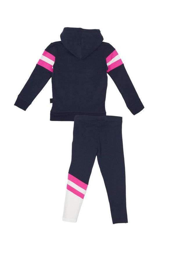 LEONE 1947 APPAREL - Dres dziewczęcy z kapturem i poziomym paskiem Basic. Okazja: na uczelnię. Kolor: niebieski. Materiał: dresówka. Styl: sportowy