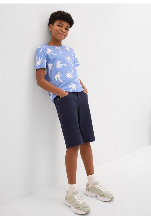 bonprix - Bermudy ze stretchem i regulowaną talią, regular fit. Kolor: niebieski