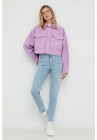 Calvin Klein Jeans kurtka jeansowa damska kolor różowy przejściowa oversize. Kolor: różowy. Materiał: denim #5