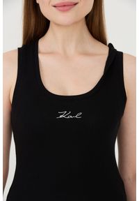 Karl Lagerfeld - KARL LAGERFELD Czarny damski top Logo Rib Tank, Rozmiar L. Kolor: czarny #5