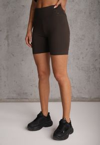 Renee - Brązowe Szorty Kolarki High Waist Marerila. Okazja: na co dzień. Stan: podwyższony. Kolor: brązowy. Długość: krótkie. Styl: sportowy, casual #8
