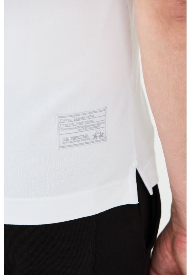 La Martina - LA MARTINA Białe męskie polo z dużym logo, Rozmiar XL. Typ kołnierza: polo. Kolor: biały