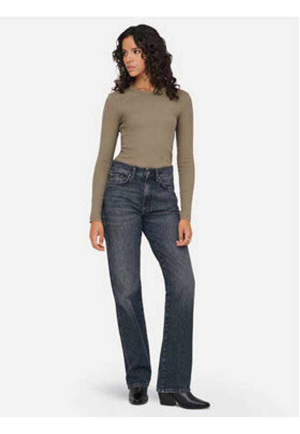 only - ONLY Bluzka Val 15371305 Brązowy Regular Fit. Kolor: brązowy. Materiał: bawełna