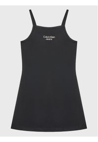 Calvin Klein Jeans Sukienka codzienna Stack Logo IG0IG01963 Czarny Regular Fit. Okazja: na co dzień. Kolor: czarny. Materiał: syntetyk. Typ sukienki: proste. Styl: casual